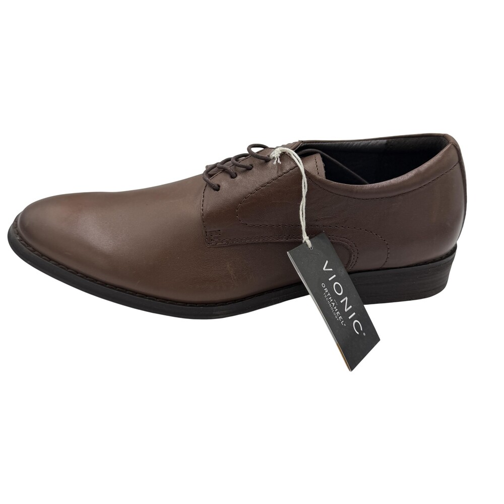 Vionic Joseph Shoes Mens Size 9 Brown Leather Derby Dress Orthaheel Comfort